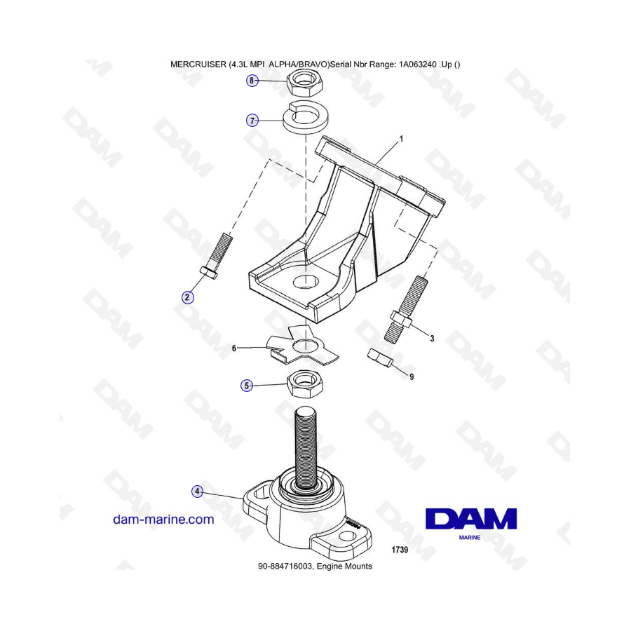 EXPLODED VIEW - MERCRUISER 4.3L MPI ALPHA/BRAVO - Engine Mount