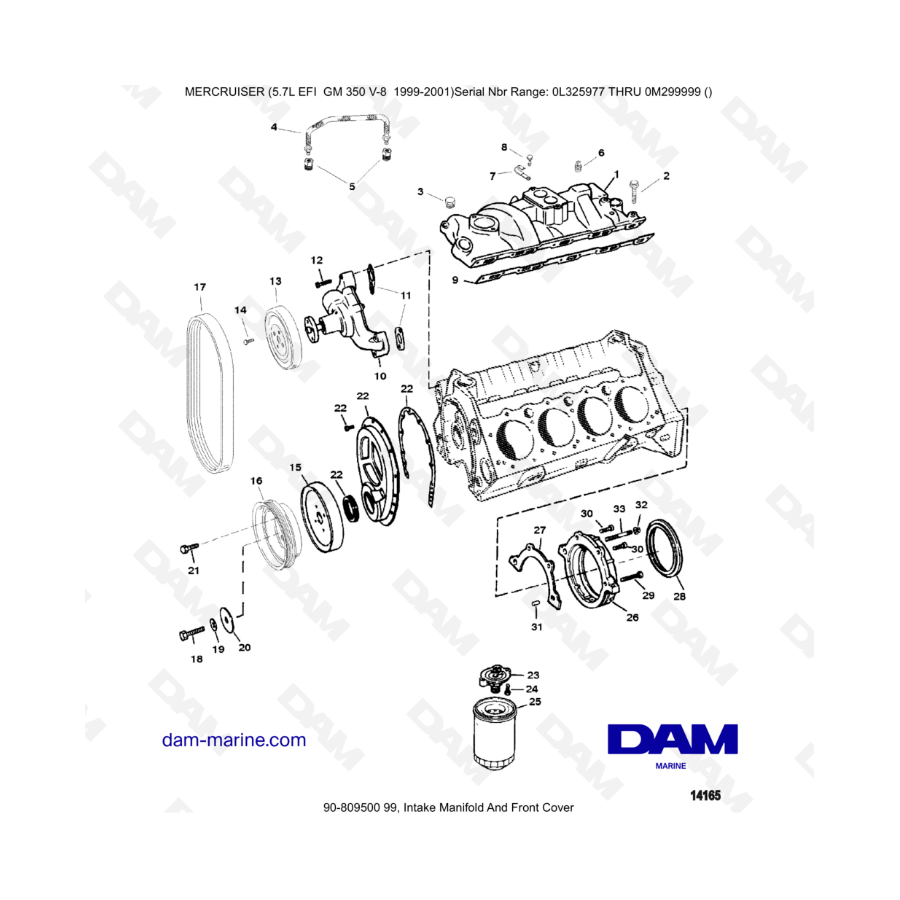 5.7L EFI GM350 V8 (1999-2001) - Colector de admisión