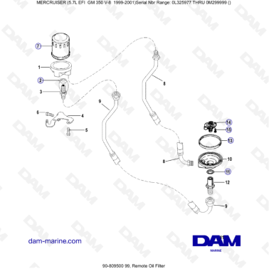 5.7L EFI GM350 V8 (1999-2001) - Remote oil filter