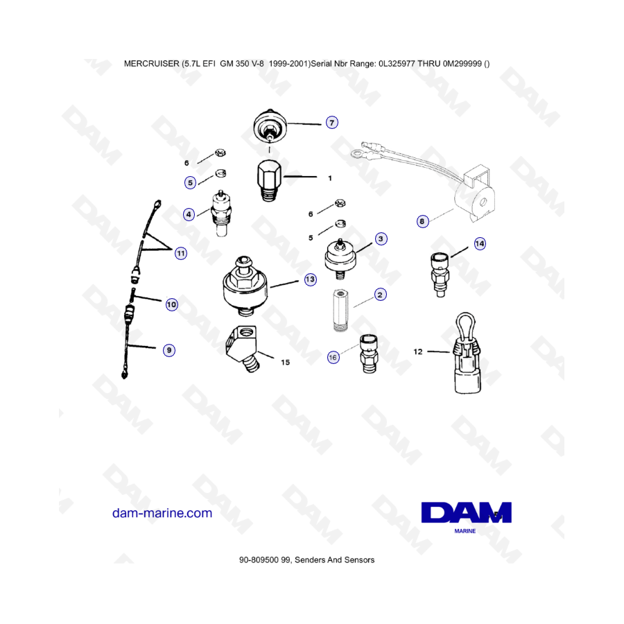 GM350 V8 EFI de 5.7L (1999-2001) - Sensores y transmisores