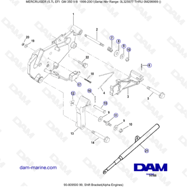5.7L EFI GM350 V8 (1999-2001) - Shift bracket (ALPHA)