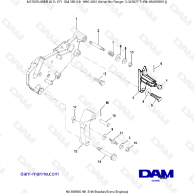 5.7L EFI GM350 V8 (1999-2001) - Shift bracket (bravo)