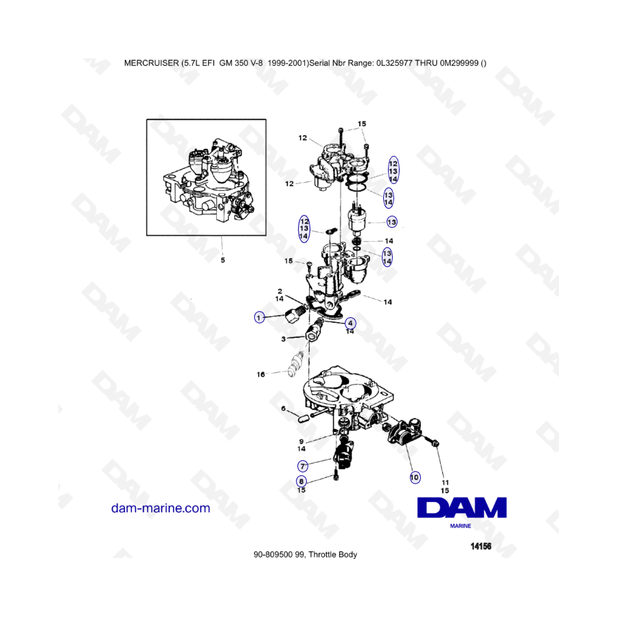 GM350 V8 EFI de 5,7 L (1999-2001) - Cuerpo del acelerador