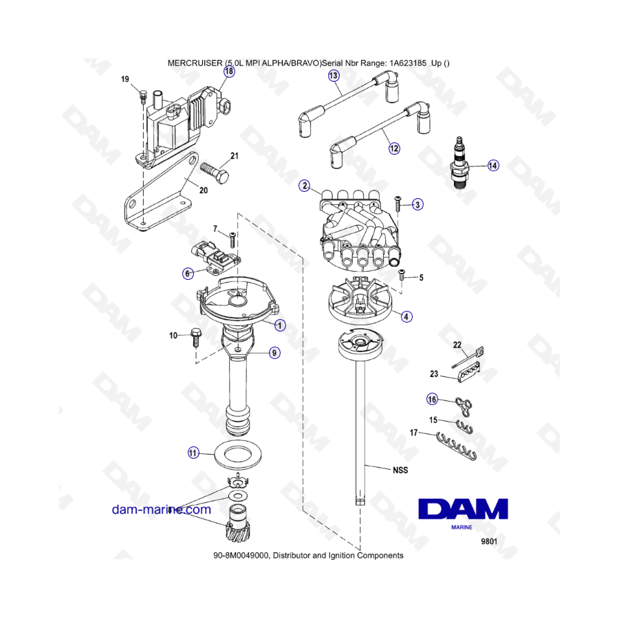 MERCRUISER 5.0L MPI ALPHA-BRAVO - Distributor ' Ignition components
