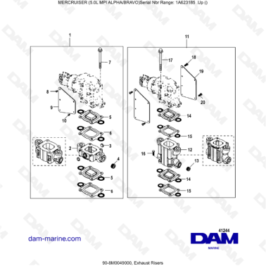 MERCRUISER 5.0L MPI ALPHA-BRAVO - Exhaust risers