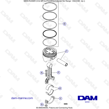 MERCRUISER 5.0L MPI ALPHA-BRAVO - Pistons & Connecting Rod