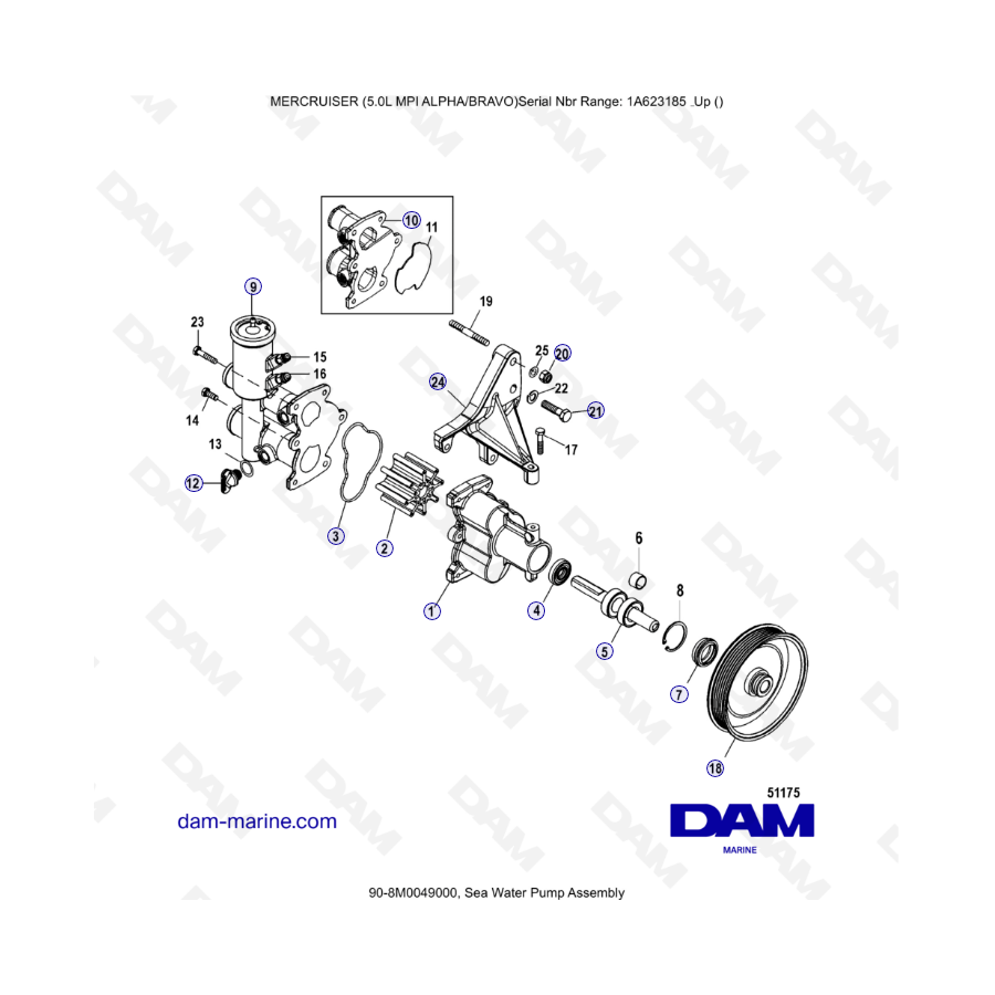 MERCRUISER 5.0L MPI ALPHA-BRAVO - Conjunto de bomba de agua de mar