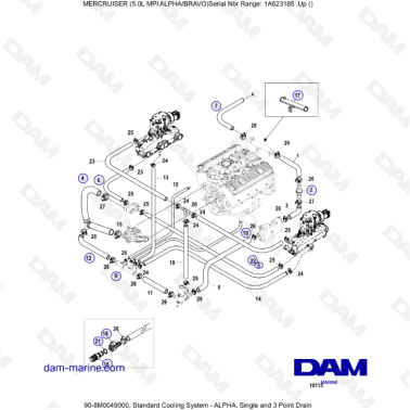 MERCRUISER 5.0L MPI ALPHA-BRAVO - Standard cooling system - ALPHA