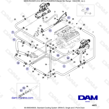 MERCRUISER 5.0L MPI ALPHA-BRAVO - Standard cooling system BRAVO