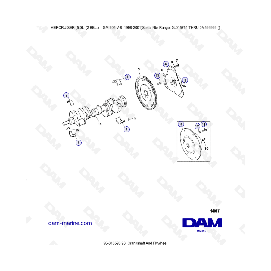 MERCRUISER 5.0L GM305 V8 - Crankshaft & Flywheel