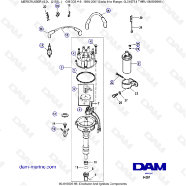 MERCRUISER 5.0L GM305 V8 - Distributor & Ignition components