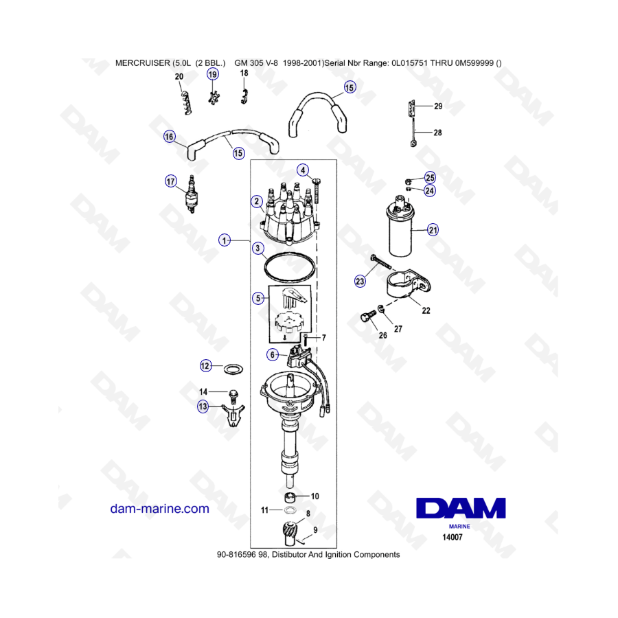 MERCRUISER 5.0L GM305 V8 - Distributor & Ignition components