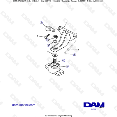 MERCRUISER 5.0L GM305 V8 - Engine mounting
