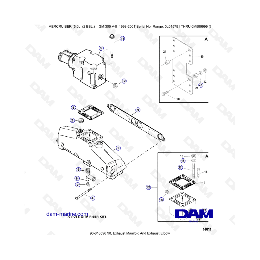 MERCRUISER 5.0L GM305 V8 - Exhaust manifold & Exhaust Elbow