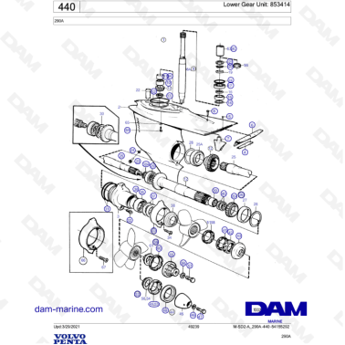 Vue éclatée bas d'embase Volvo Penta 290