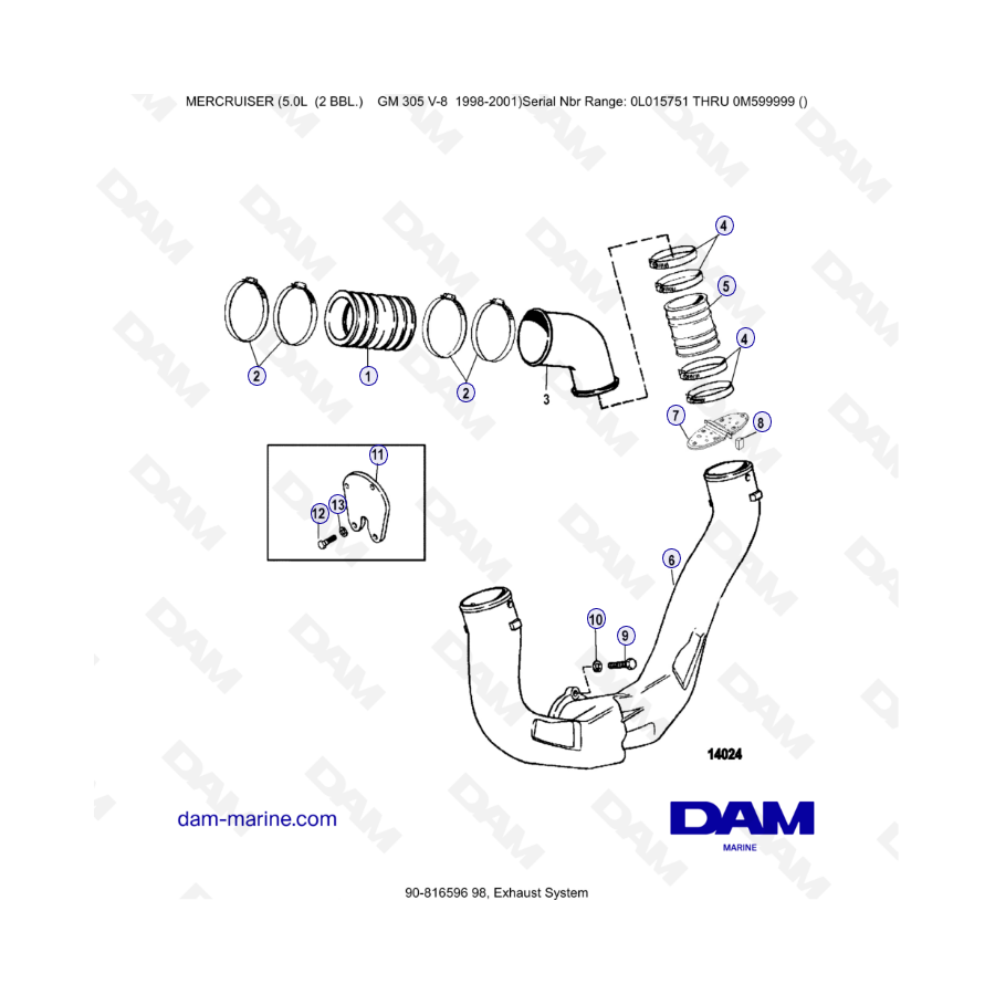 MERCRUISER 5.0L GM305 V8 - Exhaust system