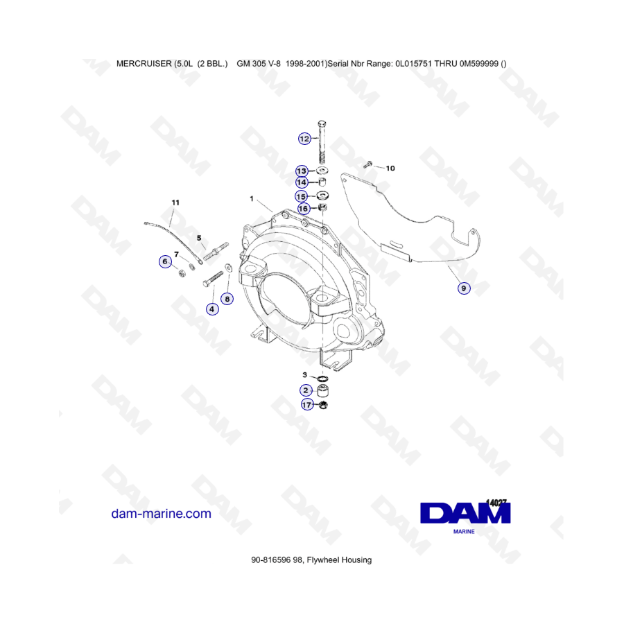 MERCRUISER 5.0L GM305 V8 - Flywheel housing