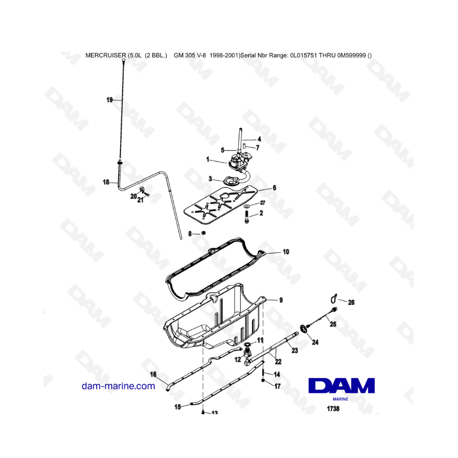 MERCRUISER 5.0L GM305 V8 - Oil pan & Oil pump
