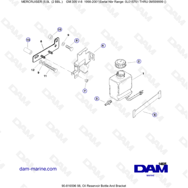 MERCRUISER 5.0L GM305 V8 - Oil reservoir bottle & bracket