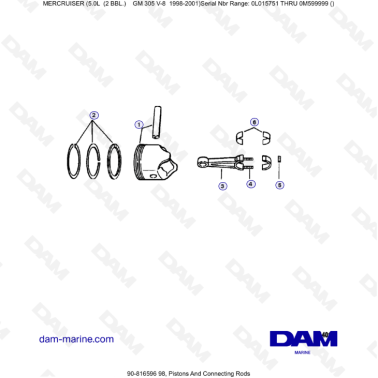 MERCRUISER 5.0L GM305 V8 - Pistons & Connecting Rods