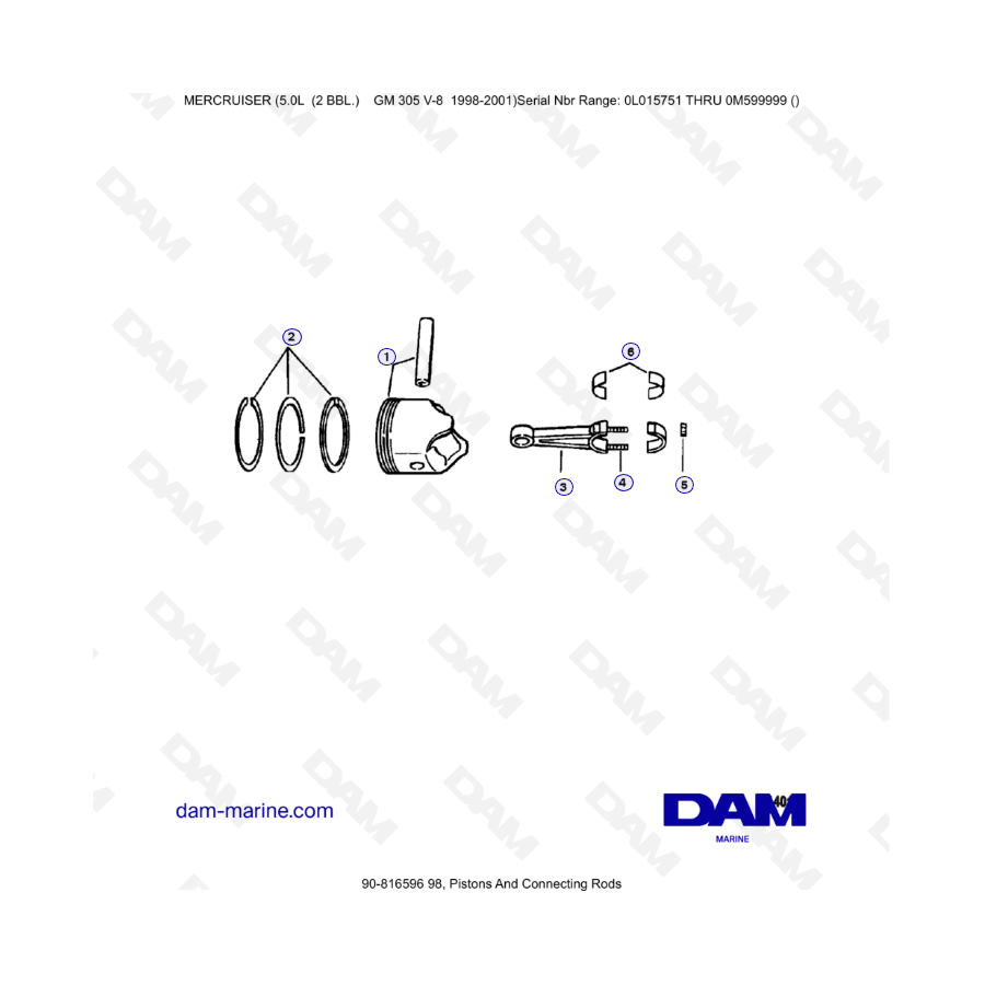 MERCRUISER 5.0L GM305 V8 - Pistons & Connecting Rods
