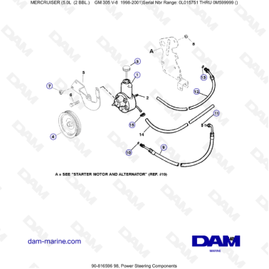 MERCRUISER 5.0L GM305 V8 - Power steering components