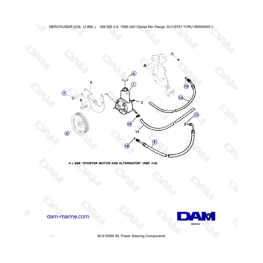 MERCRUISER 5.0L GM305 V8 - Componentes de la dirección asistida