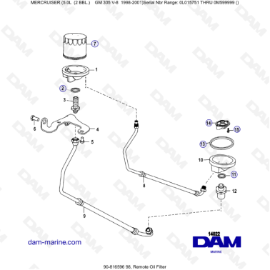MERCRUISER 5.0L GM305 V8 - Remote Oil Filter