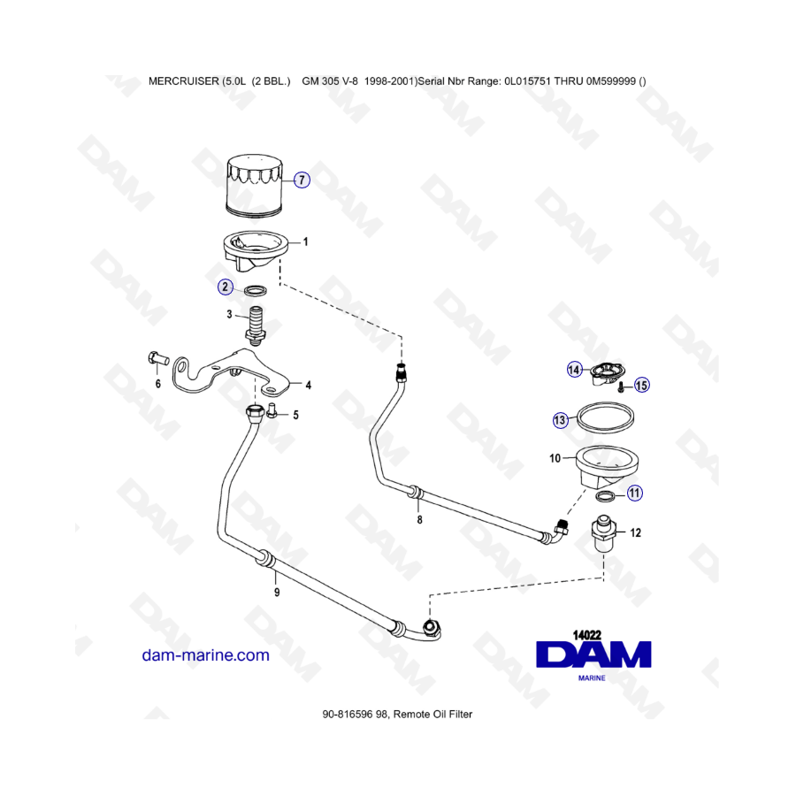 MERCRUISER 5.0L GM305 V8 - Remote Oil Filter