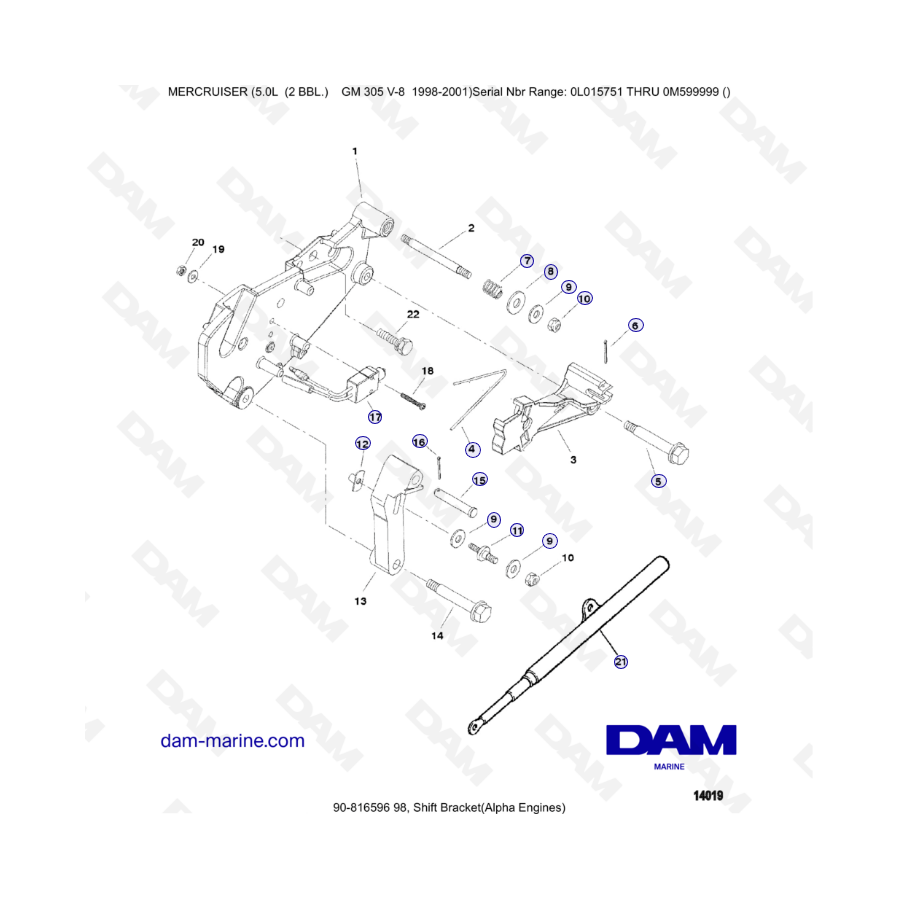 MERCRUISER 5.0L GM305 V8 - Soporte de cambio (ALPHA)