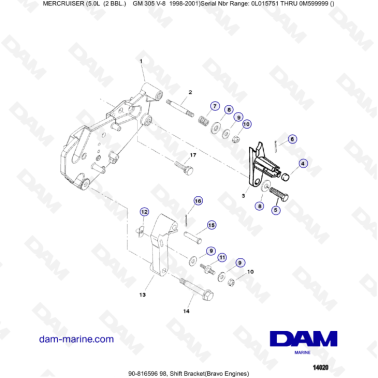 MERCRUISER 5.0L GM305 V8 - Shift bracket (BRAVO)