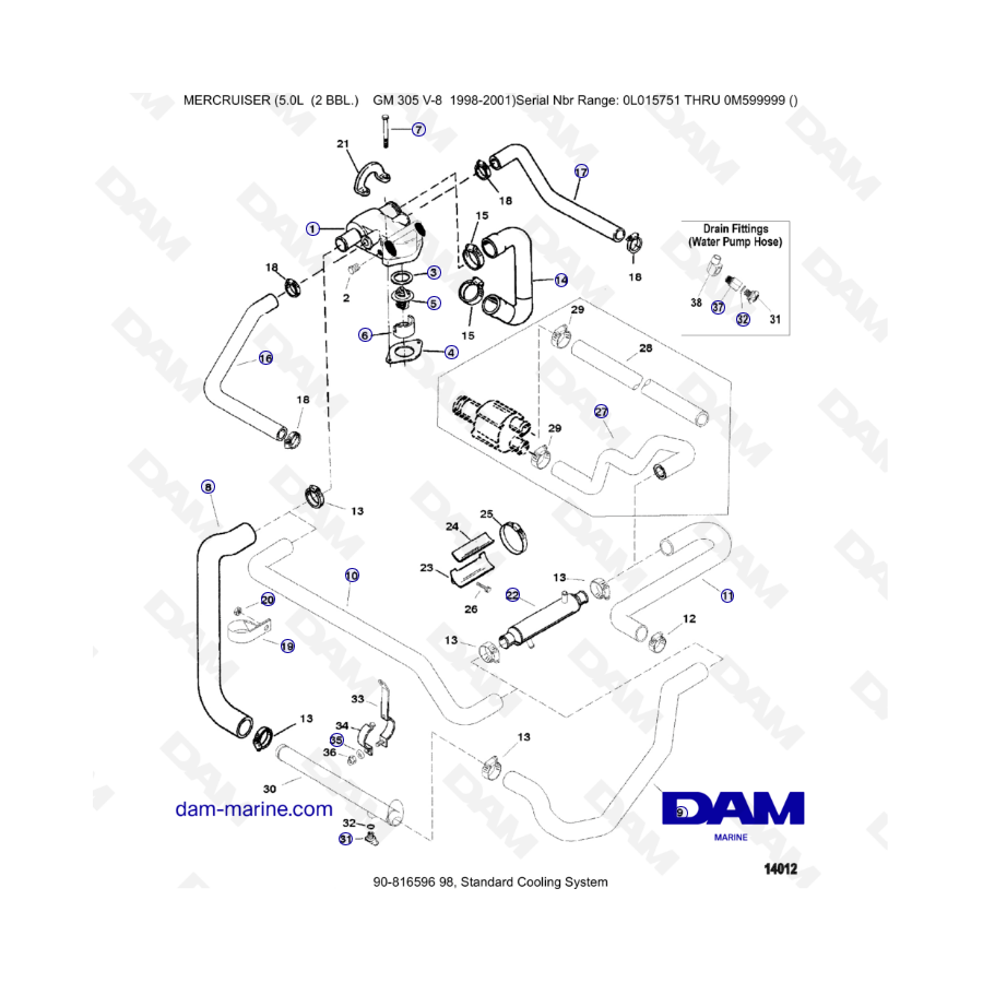 MERCRUISER 5.0L GM305 V8 - Standard cooling system