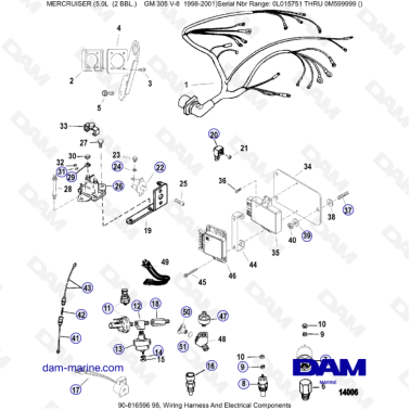 MERCRUISER 5.0L GM305 V8 - Wiring harness & Electrical components