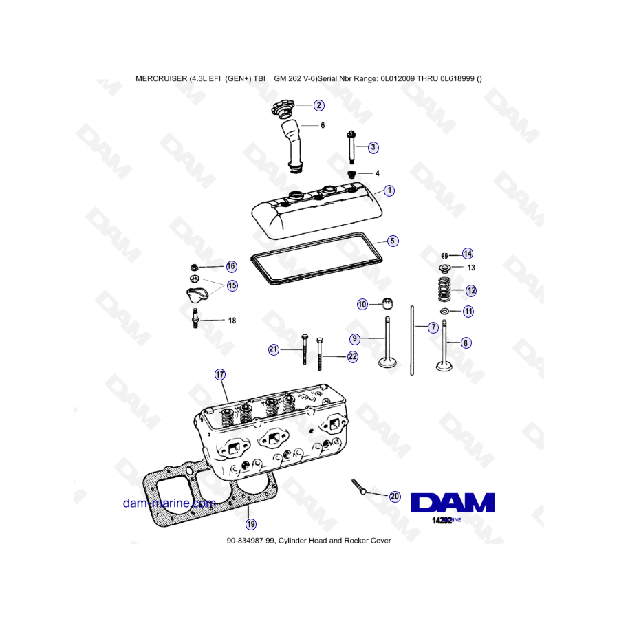 MERCRUISER 4.3L EFI - Cylinder head & rocker cover