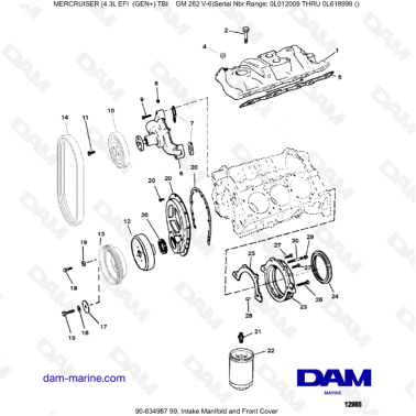MERCRUISER 4.3L EFI - Intake manifold & front cover