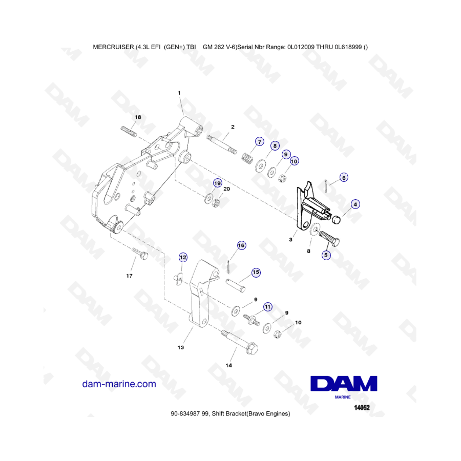 MERCRUISER 4.3L EFI - Shift bracket (bravo)