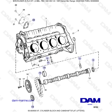 MERCRUISER 5.7LX EFI - Cylinder block & Camshaft