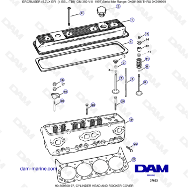 MERCRUISER 5.7LX EFI - Cylinder head & Rocker cover