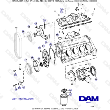 MERCRUISER 5.7LX EFI - Intake manifold & front cover