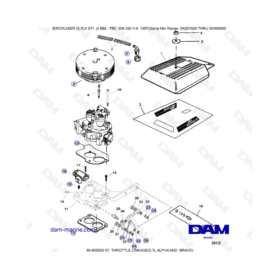 MERCRUISER 5.7LX EFI - Throttle linkage