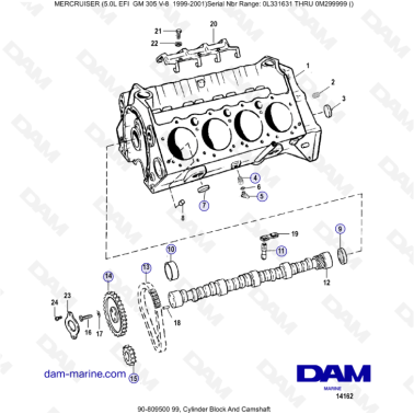 MERCRUISER 5.OL EFI - Cylinder block & camshaft