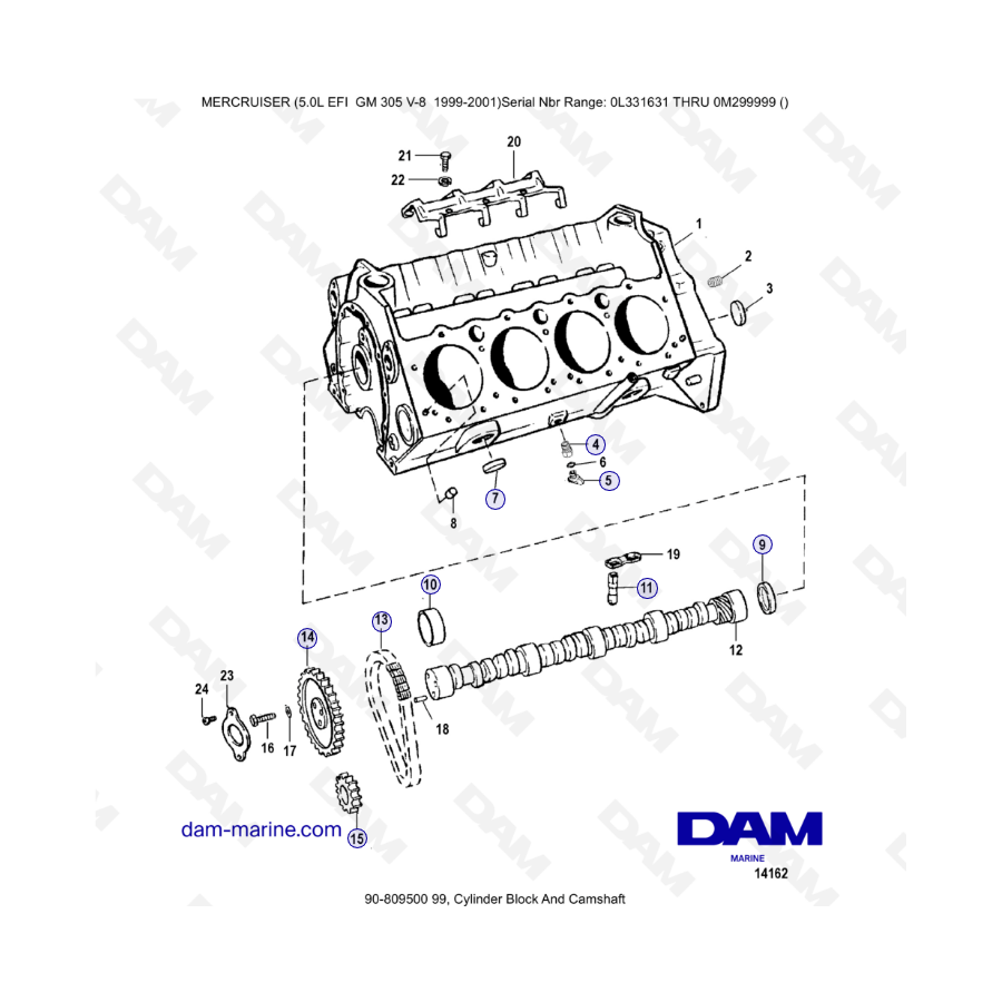 MERCRUISER 5.OL EFI - Cylinder block & camshaft