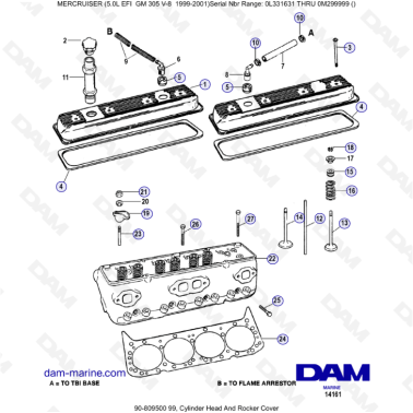 MERCRUISER 5.OL EFI - Cylinder head & Rocker cover