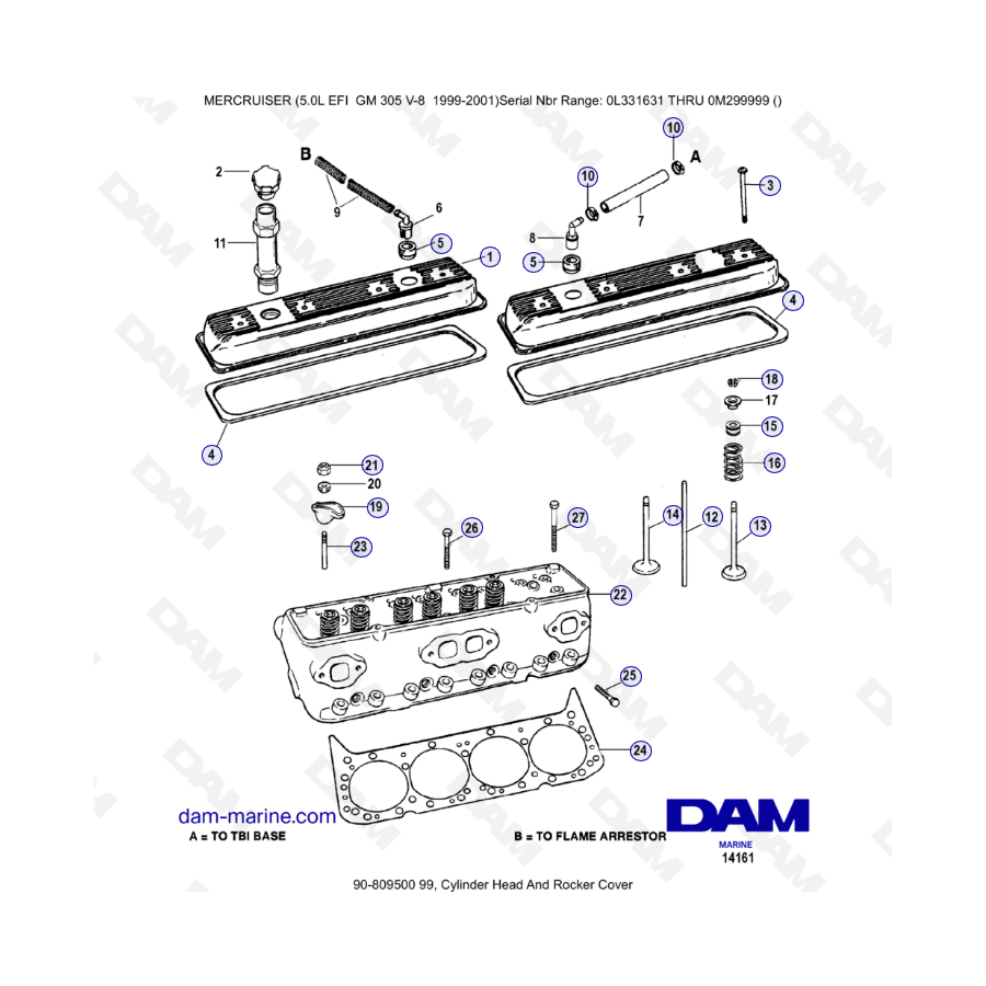 MERCRUISER 5.OL EFI - Cylinder head & Rocker cover