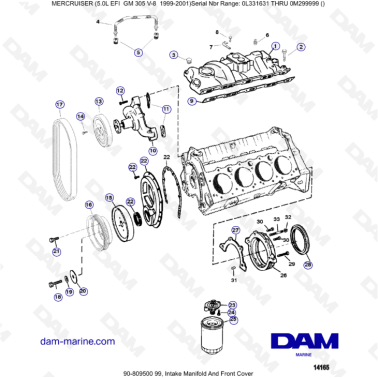 MERCRUISER 5.0L EFI - Intake manifold & Front cover