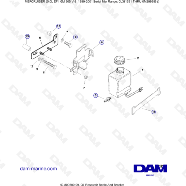 MERCRUISER 5.0L EFI - Oil reservoir bottle & bracket