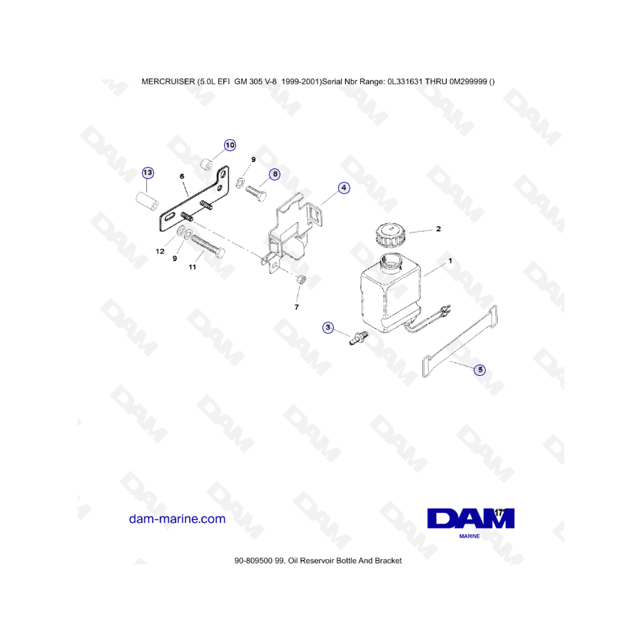 MERCRUISER 5.0L EFI - Depósito de aceite y soporte