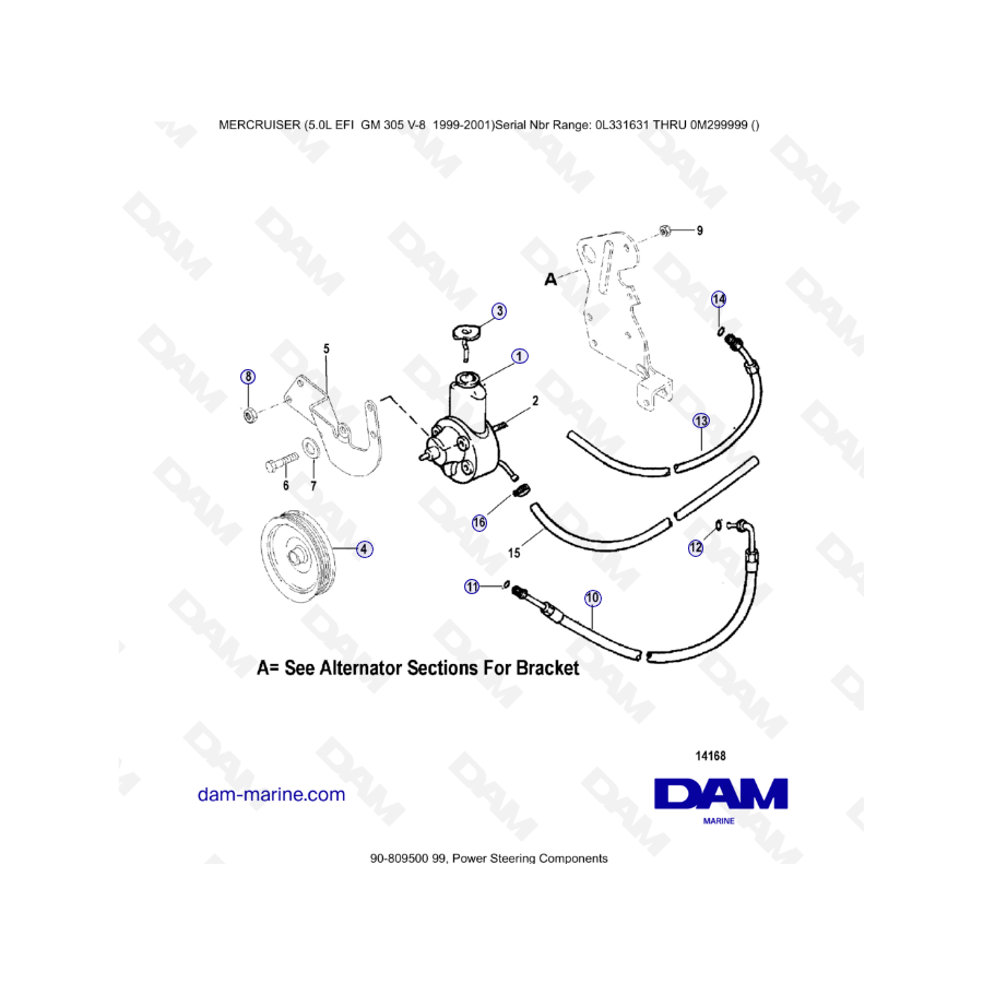 MERCRUISER 5.0L EFI – Power steering components