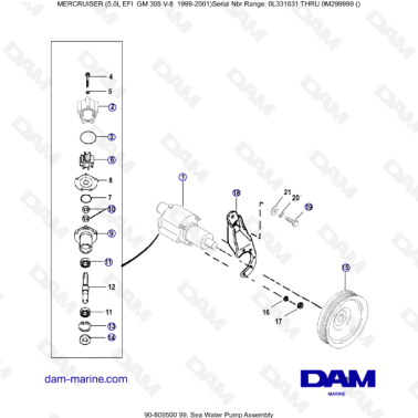 MERCRUISER 5.0L EFI - Sea water pump assembly