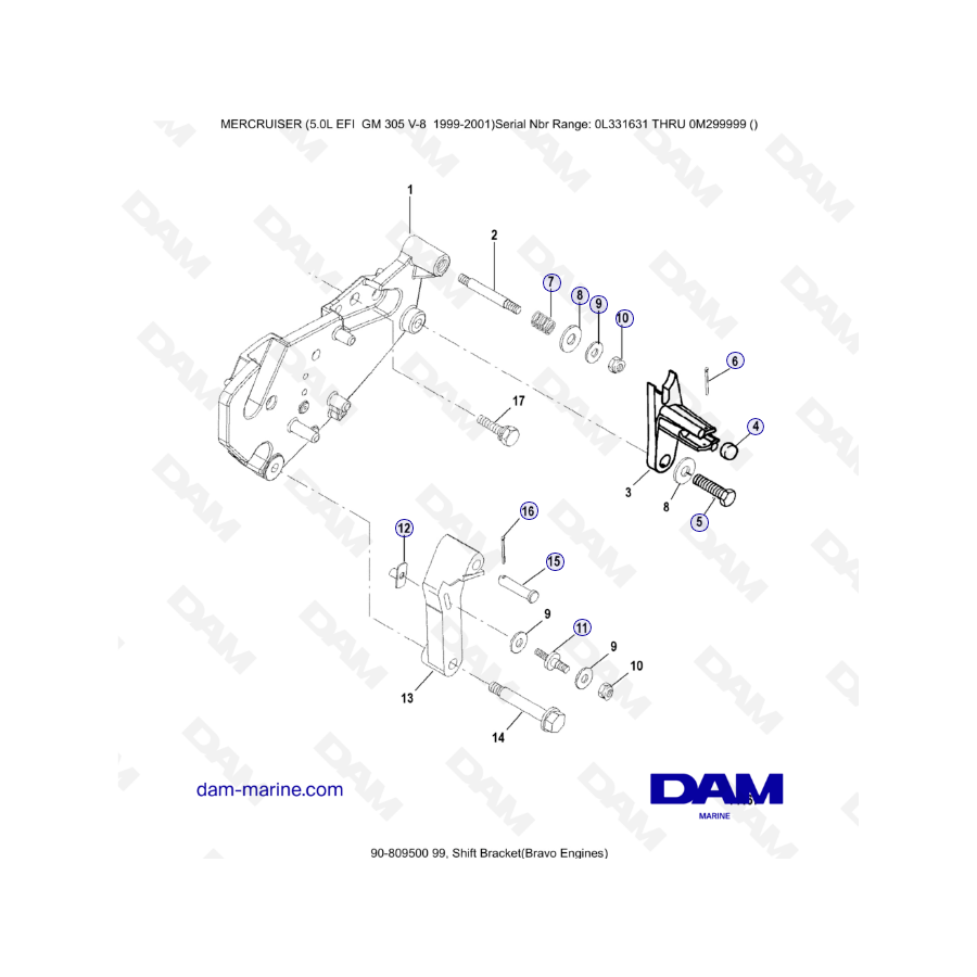 MERCRUISER 5.0L EFI - Shift bracket (bravo)